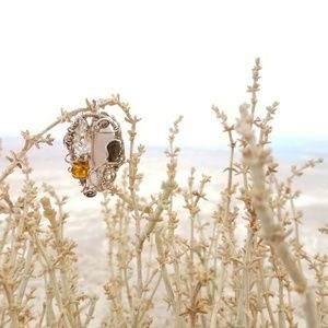 Rose quartz, amber, Labradorite and herkimer penda